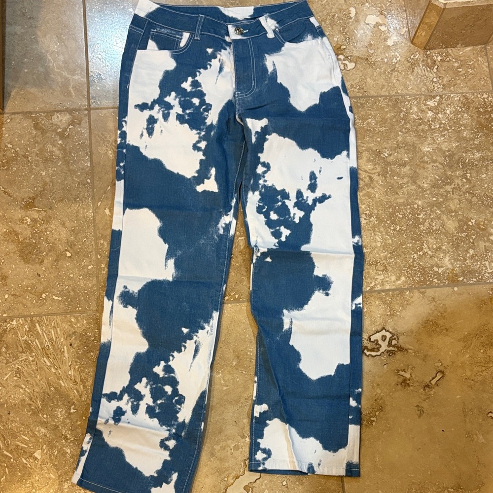Blue and White Women's Jeans